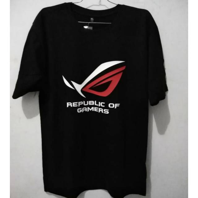 KAOS ROG ASUS ROG GAMING GAME GAMERS LENGAN PENDEK HITAM TSHIRT BAJU KAOS CUSTOM ASUS ROG