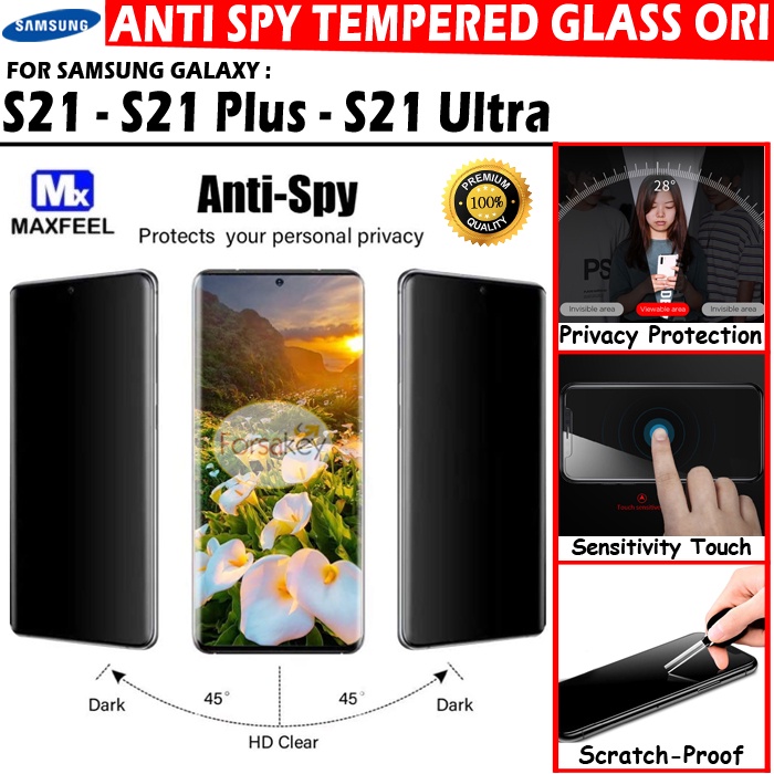 Samsung Galaxy S21 Plus Ultra S21+ Anti Gores Spy Privacy Peep Peeping Tempered Glass Screen Guard P