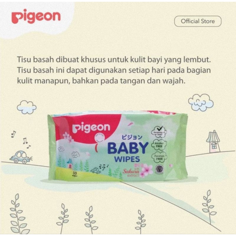 Pigeon Baby Wipes With Sakura Extract Buy 1 Get 1 Free - Tisu Basah