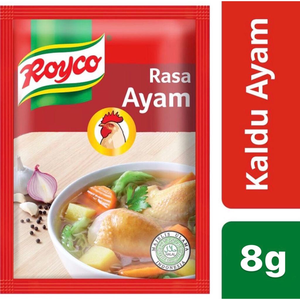 

ROYCO BUMBU PENYEDAP MAKANAN RASA KALDU AYAM 8gr 1 Renceng Isi 12 Sachet