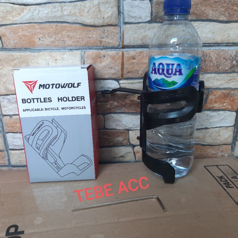 MOTOWOLF breket holder botol minum distang motor dan sepeda premium