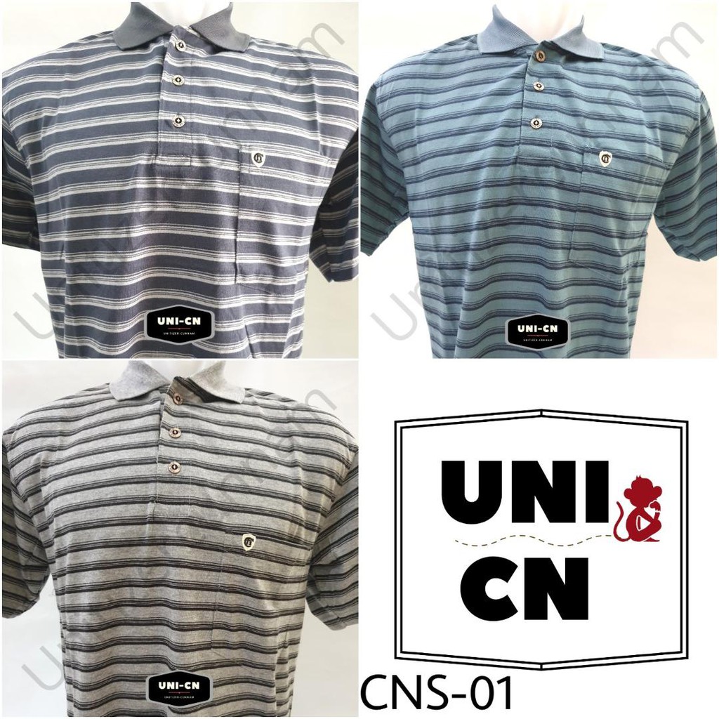 CUN NAM CNS - 01 / KAOS POLO MOTIF SALUR SAKU 3 WARNA - TC / Kerah Wangki Pria Dewasa Kantong.