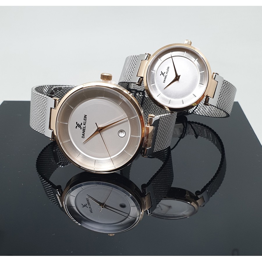 Daniel Klein DK11917-4 M/L  Rosegold Silver Jam Tangan Couple Original