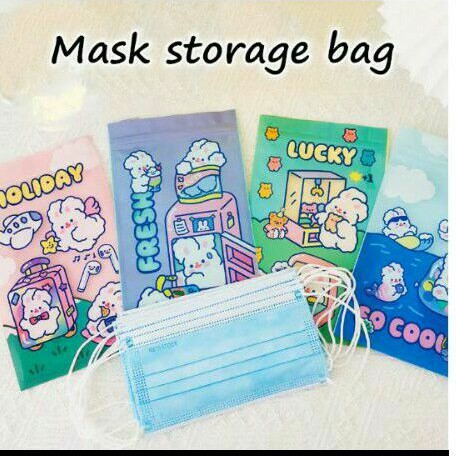 zipper mask storage bag/tempat penyimpan masker bentoy