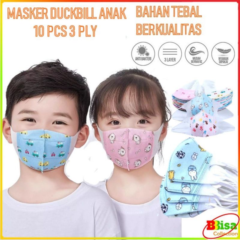 Masker duckbill anak motif 10pcs