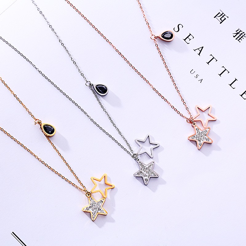 [New] Kalung fashion aksesoris titanium mini korea hadiah wanita cewek 316L anti karat KK076