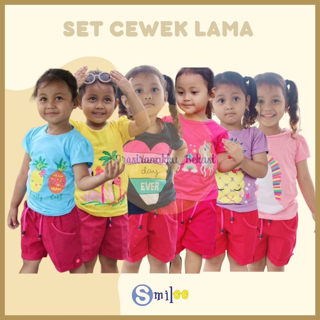 Setelan Anak Smilee Cewe Mix Warna dan Motif Size 1-3Tahun