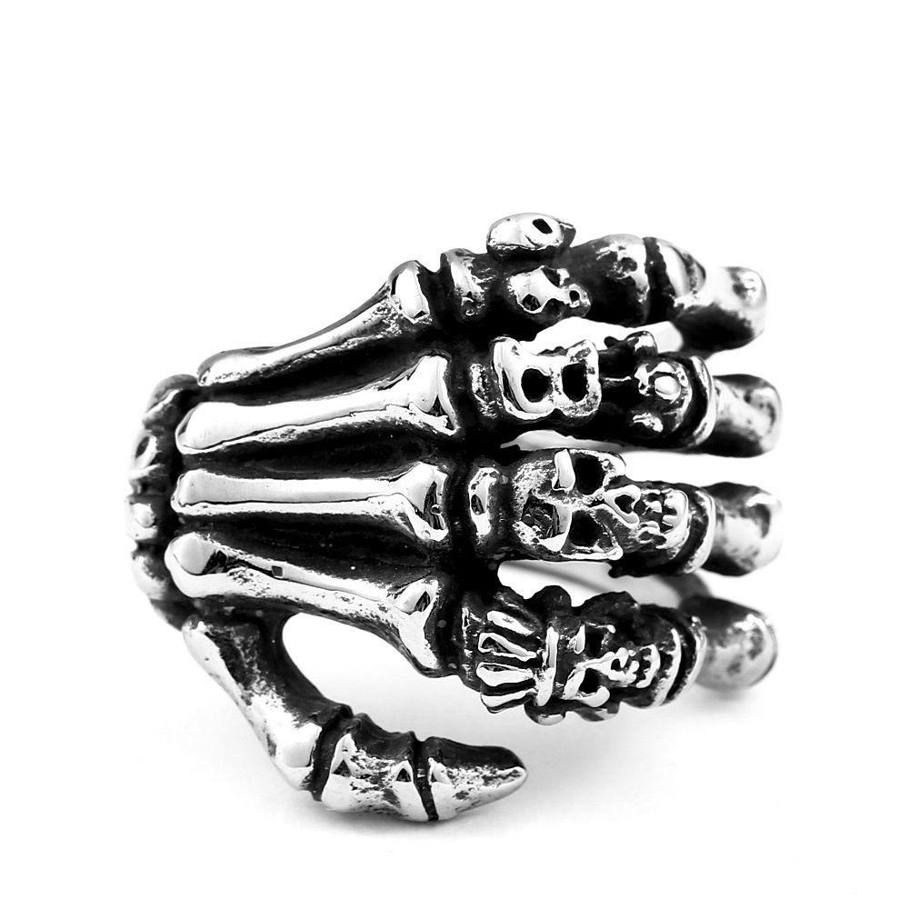 Lily Skull Rings Stainless Steel Tangan Tulang Hip Hop Rings