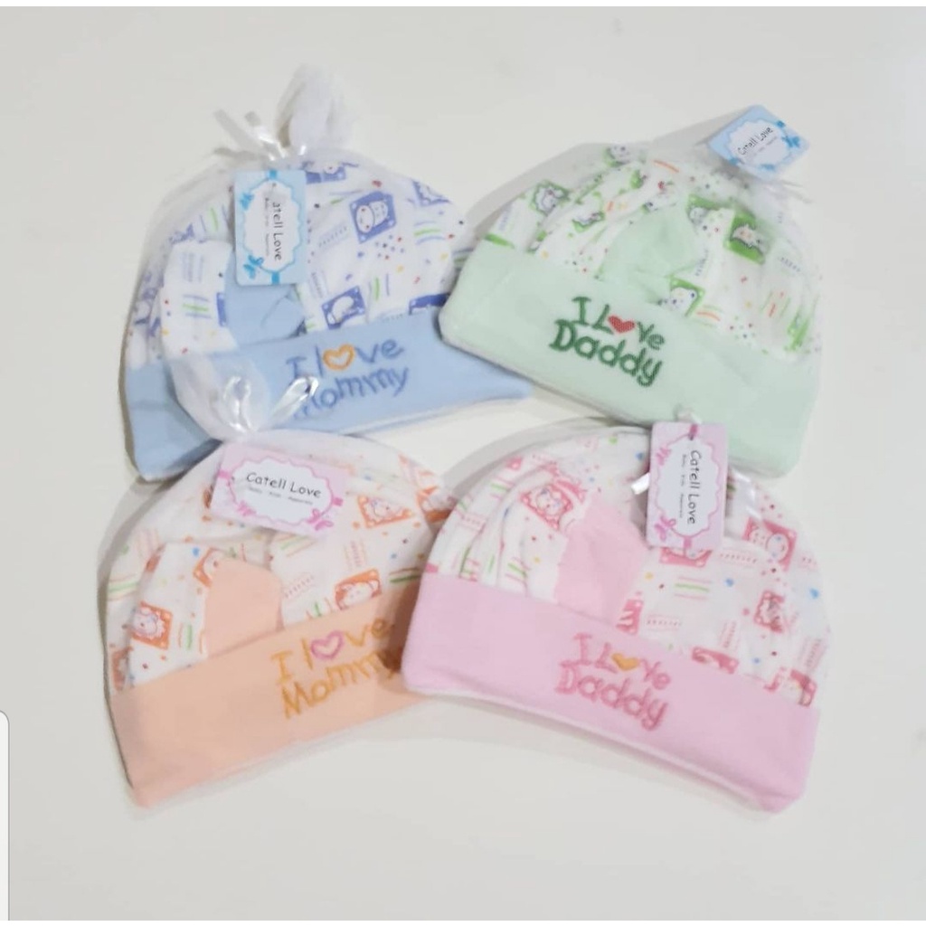 Catell Love Topi Bayi Set Tile + Mitten Booties