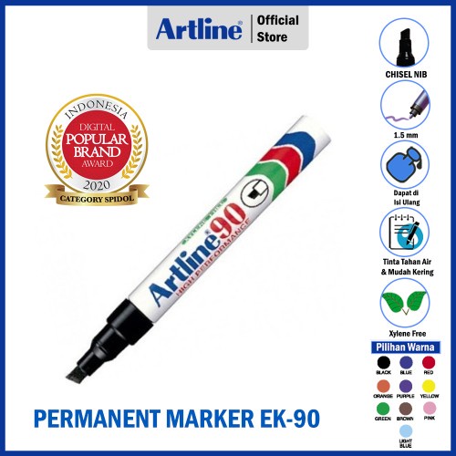 Artline spidol permanent marker bullet twin chisel nib ujung bulat dan pahat