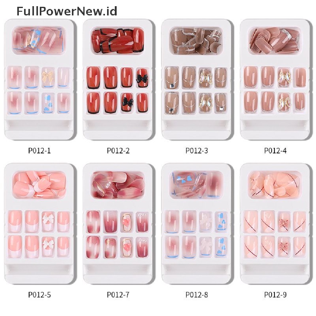 Power 24pcs Stiker Kuku Palsu Wearable Untuk Wanita