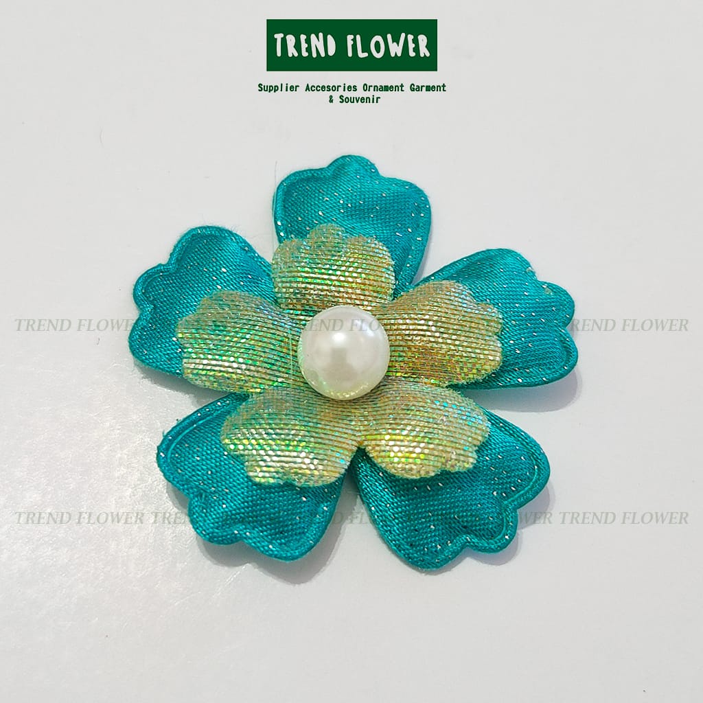 Bunga kain besar biru hiasan toplek seserahan aksesoris souvenir pernikahan unik