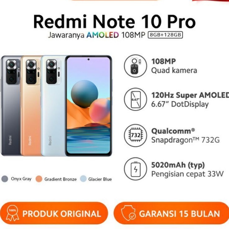 HP XIAOMI REDMI NOTE 10 PRO NOTE10 PRO NOTE10PRO NOTE10 PRO 10PRO 4G 5G RAM 6/128 81/28 6/64 GARANSI