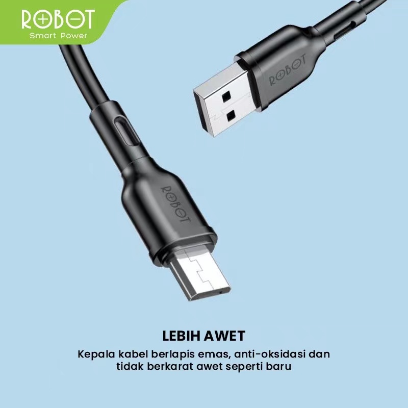 ROBOT Kabel Data RBM100S Android Micro USB 1M Data Cable Original - Garansi Resmi 1 Tahun