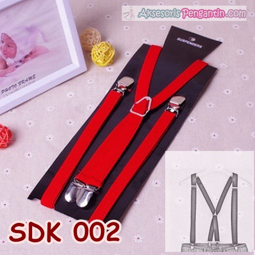 Suspender Pesta Merah Pria l Aksesoris Tali Baju Bretel Kecil- SDK 002