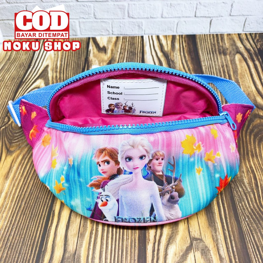 NOKU - Tas Selempang Anak / Waistbag Bumbag Karakter Motif FROZEN