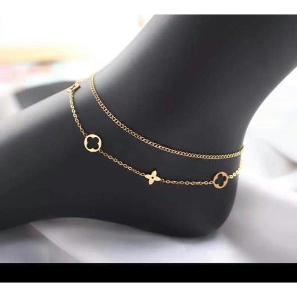 Gelang Kaki 2 Layer Gold Titanium