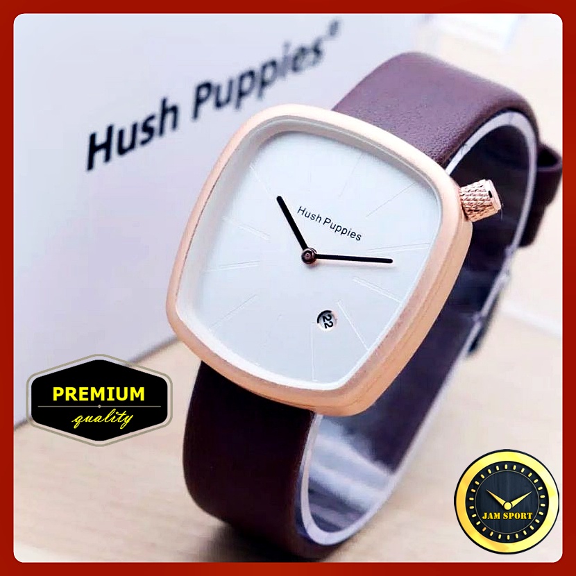 JAM TANGAN HUSH PUPPIES WANITA PEREMPUAN CEWEK CEWE ANALOG IMPORT MURAH STRAP KULIT