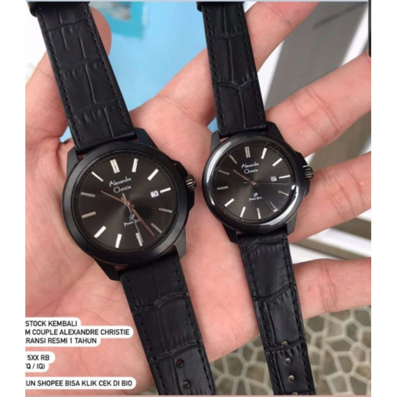 Jam Couple Original kulit Limited hitam