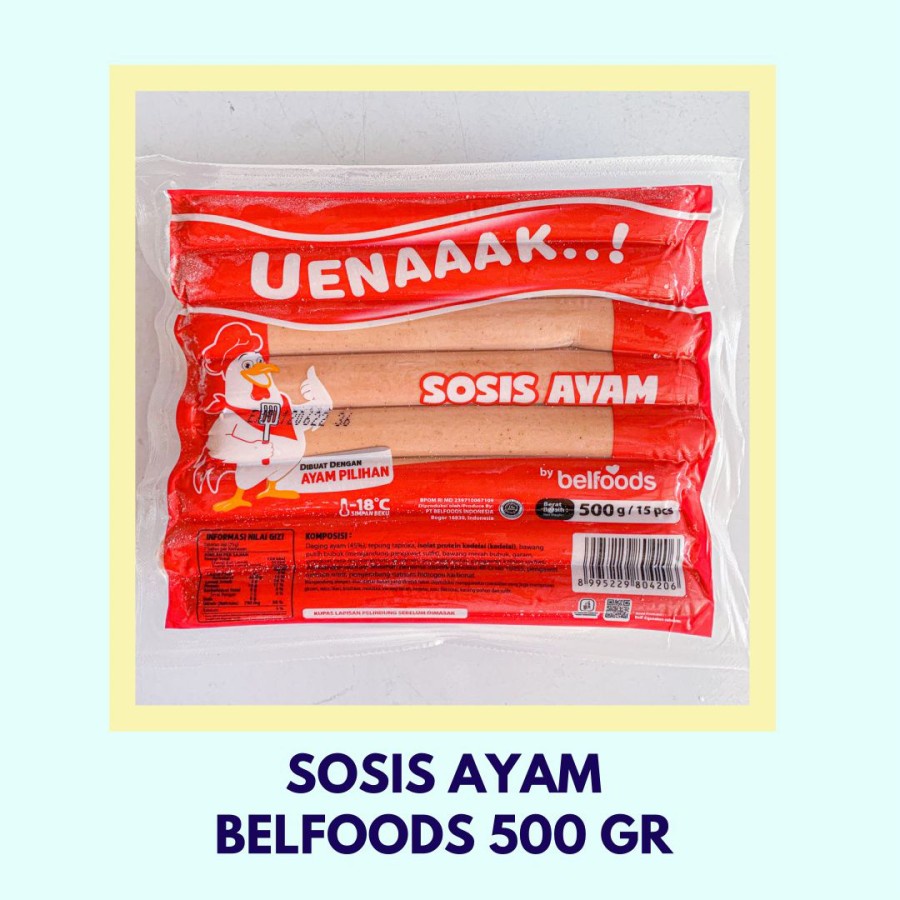 Uenaaak Sosis Ayam Belfoods 500gr isi 15pcs