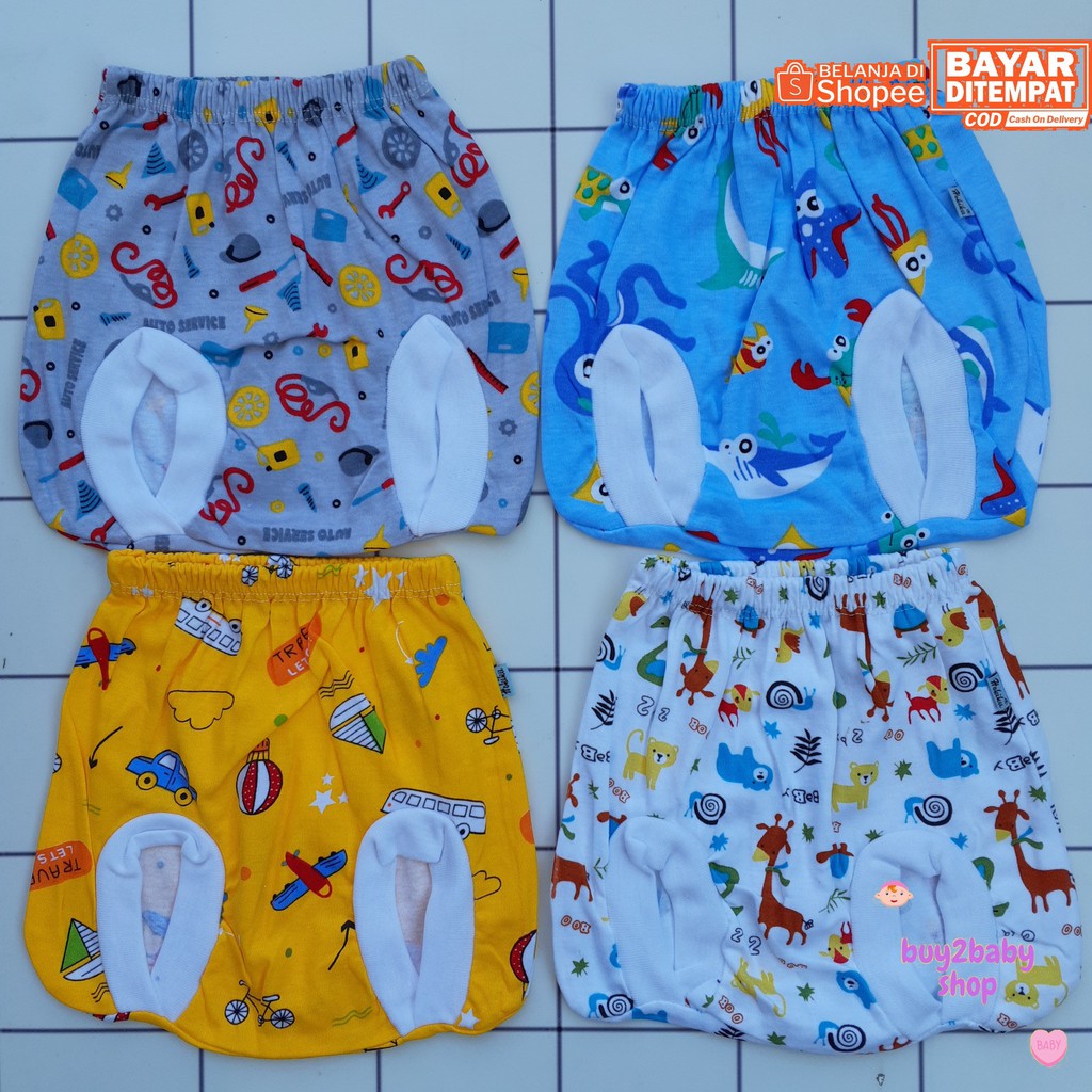 Celana pendek anak model POP full print motif Hokiku Boy &amp; Girl 6-12 Bulan 4 PCS