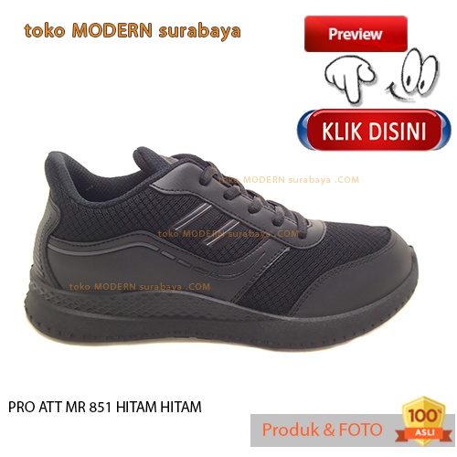 Sepatu pria sekolah casual sneakers tali PRO ATT MR 851 HITAM HITAM