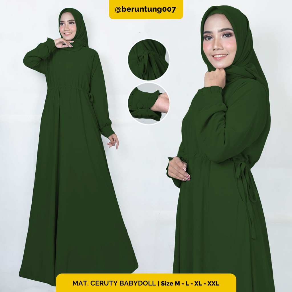 GAMIS CERUTY BABYDOLL POLOS HIJAU ARMY - GAMIS PREMIUM - GAMIS TERBARU - GAMIS REMAJA