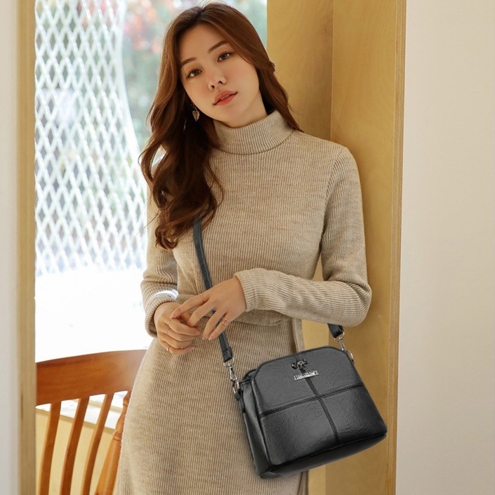 TAS SELEMPANG WANITA KECIL IMPORT KULIT HITAM AVARIN TA508B5 CEWEK KOREA REMAJA KEKINIAN SIMPLE FASHION BRANDED BATAM MURAH PREMIUM SLING BAG