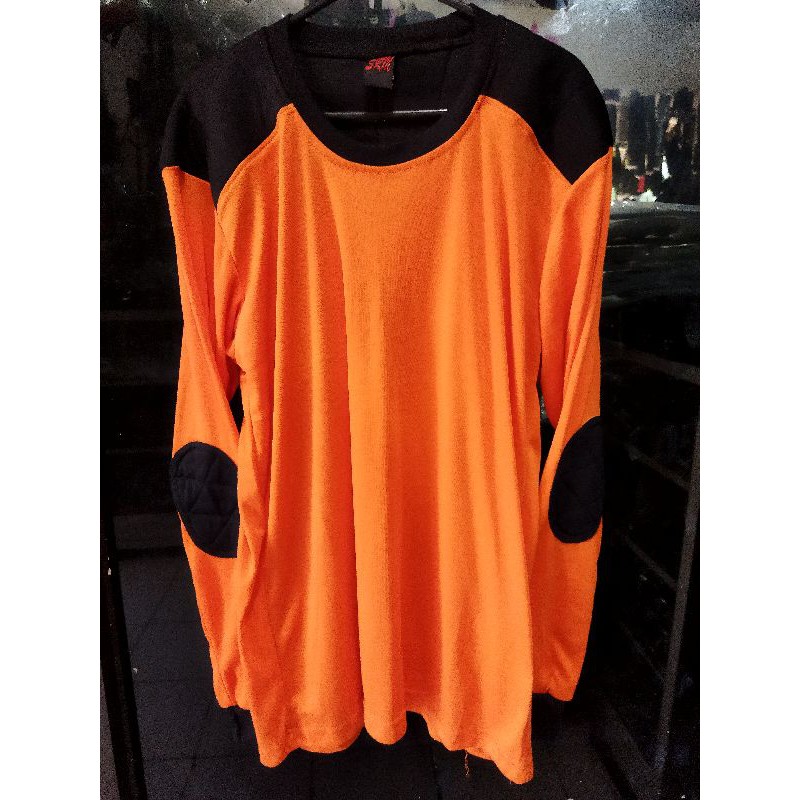 KAOS LENGAN PANJANG OREN KOMBINASI HITAM