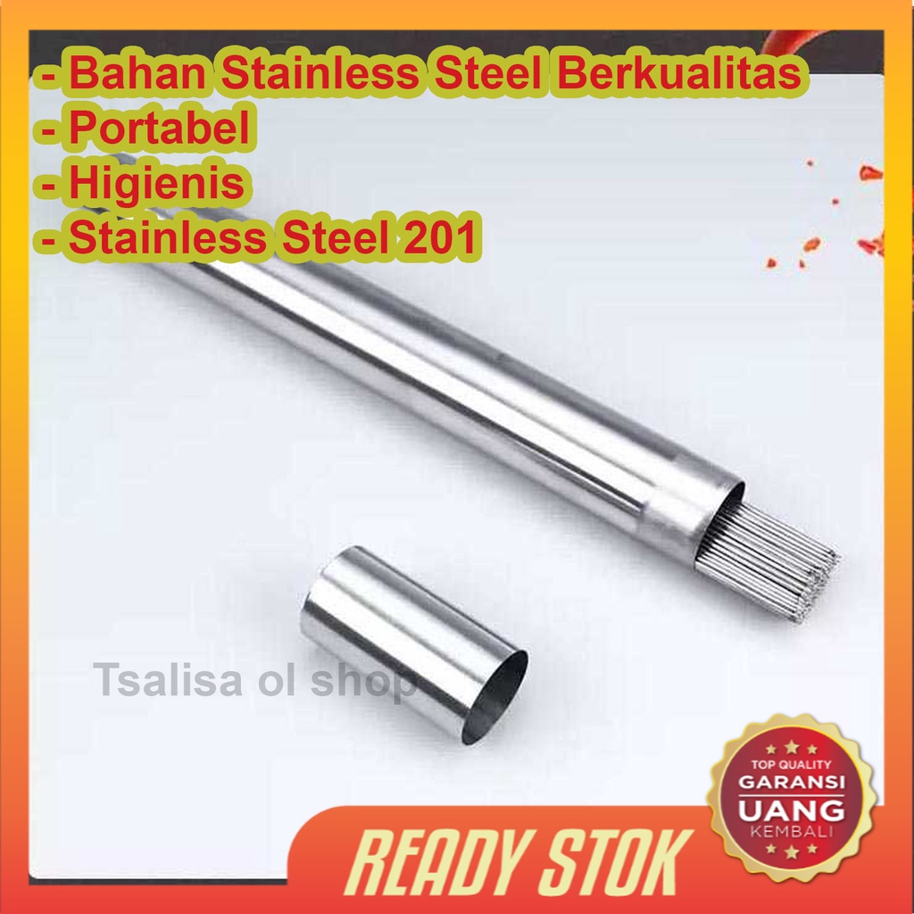 TCook Tabung Penyimpanan Tusuk Sate Stainless Steel 35cm BBQ  - TC19