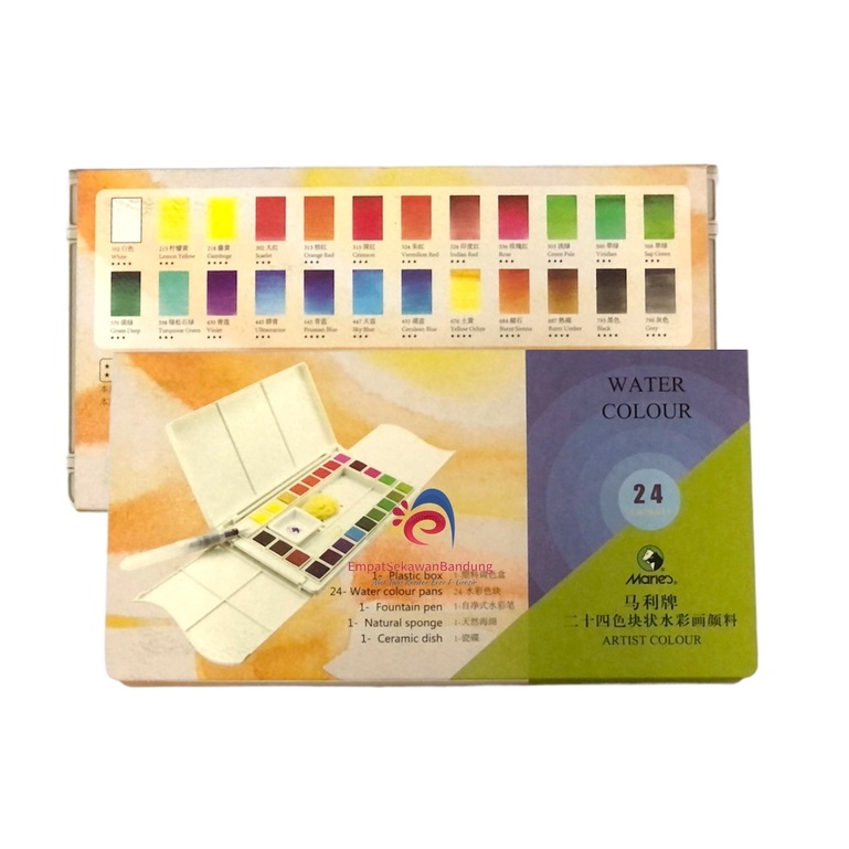 

Water Colour 24 Warna Maries #W-4024 / Cat Air Artist Colour 24 Warna – SHESB