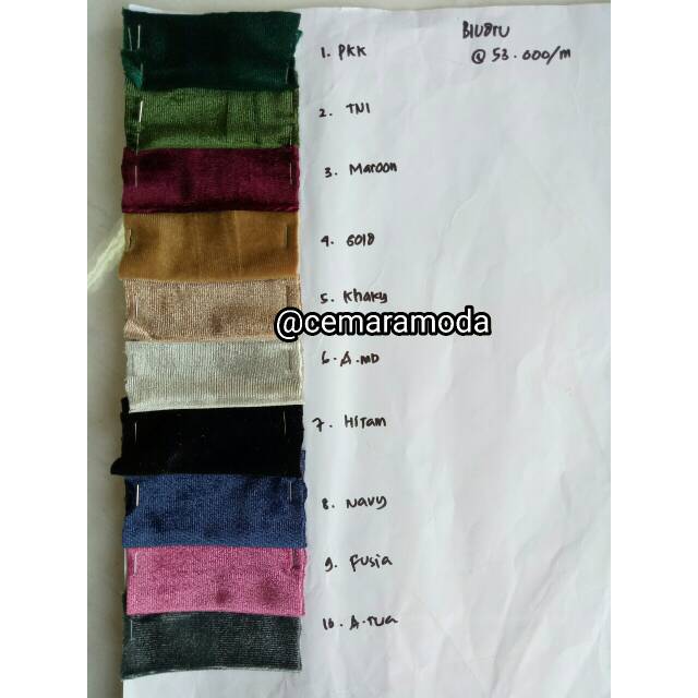 Kain bludru / kain velvet HARGA PER 0.5METER!!