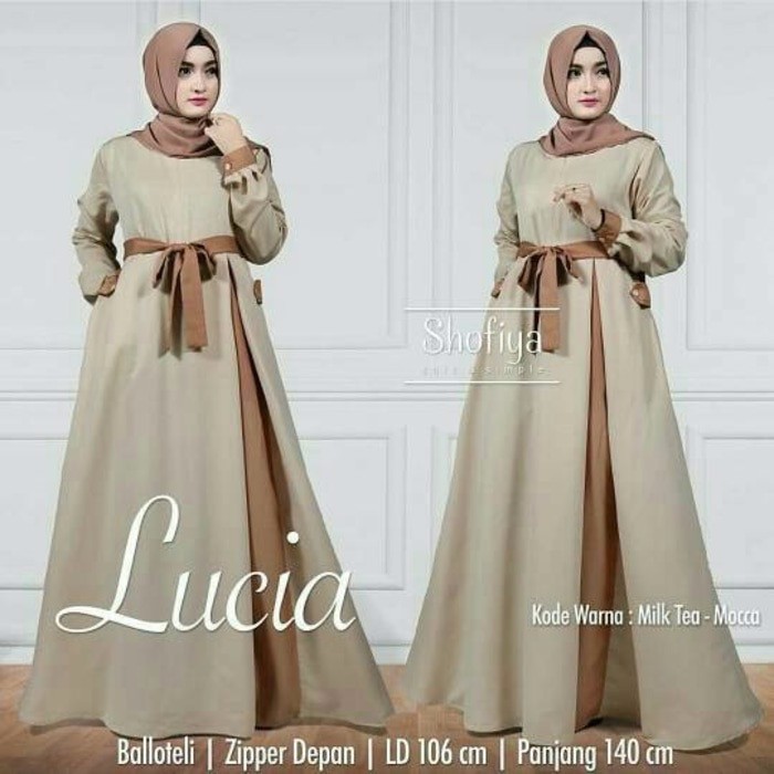  Baju Gamis Syari Muslim Murah Wanita Terbaru Lucia Dress 