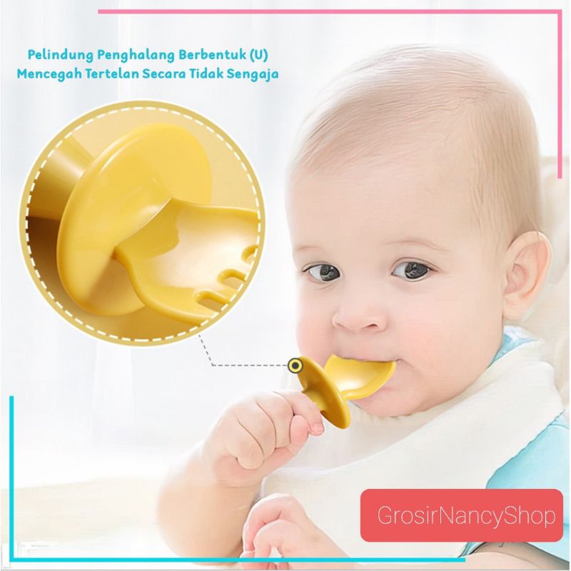 Set Sendok + Garpu Bayi Gagang Pendek Untuk Bayi