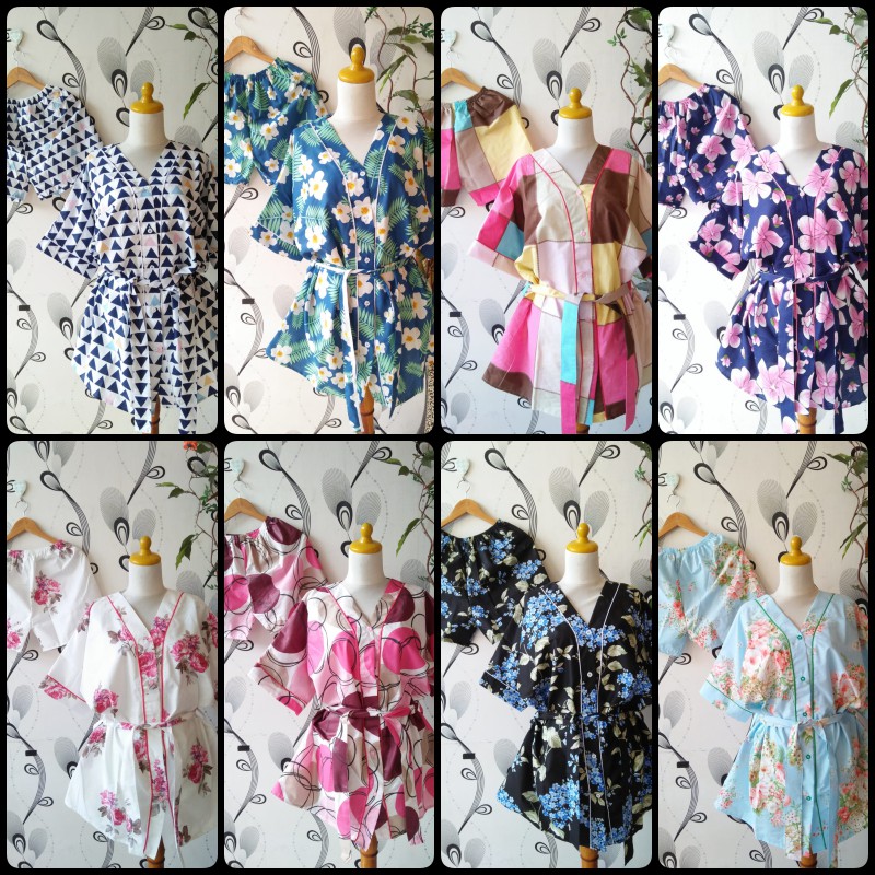  NEW KIMONO  BAJU  TIDUR  PIYAMA SETELAN CELANA KATUN  JEPANG  