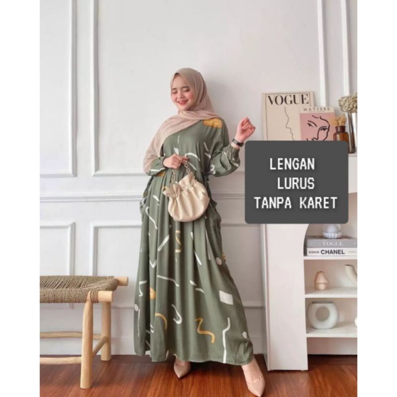 daster long lengan panjang LD 120 PB 130 bawah mata kaki, daster panjang viral kekinian, daster rayon busui terlaris ARBANI COLECTION-ORINA ( OLIVE )