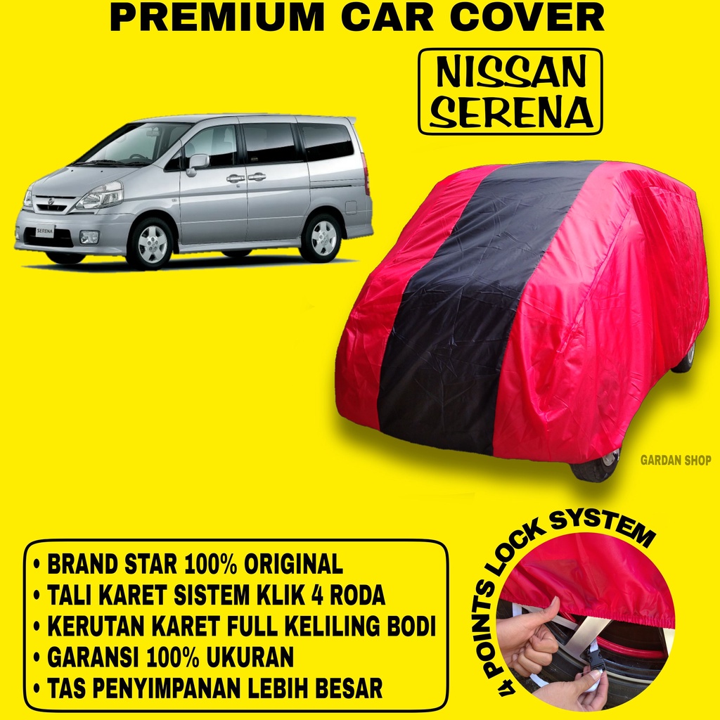 Body Cover NISSAN SERENA MERAH HITAM Penutup Bodi Mobil Nissan Serena Waterproof PREMIUM