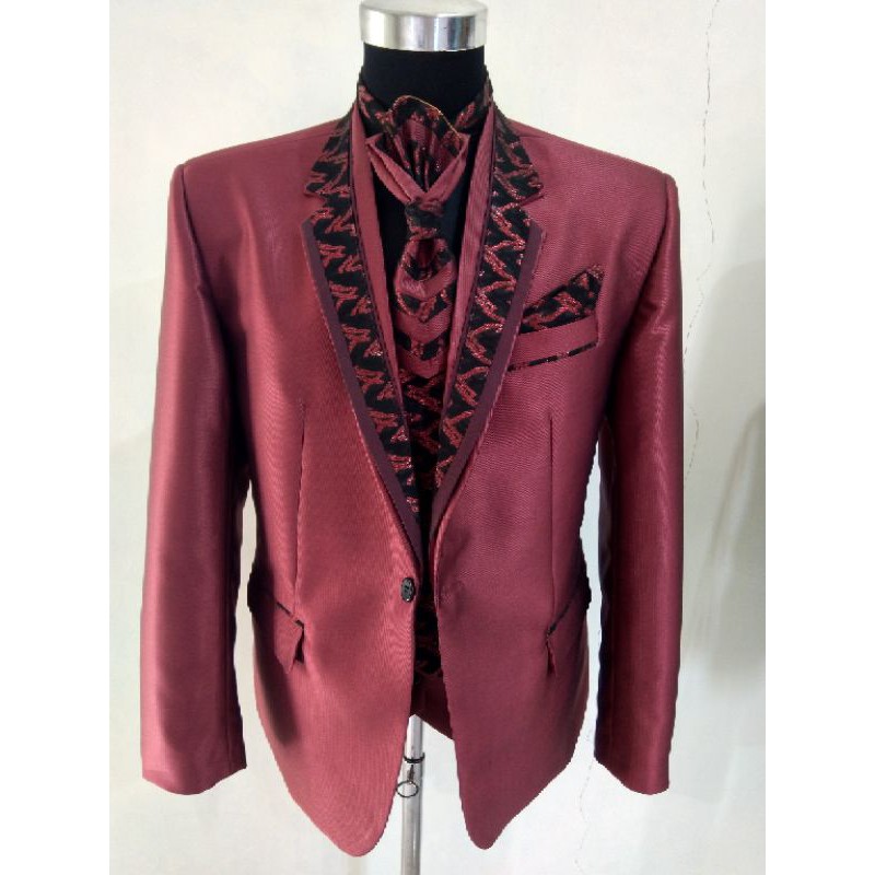 jas bahan woll merah maroon