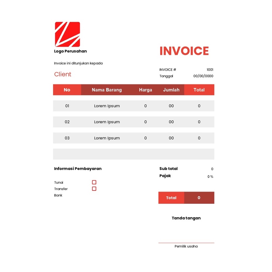 

Template Invoice Digital Murah - INVOICE 1 (Cocok untuk MIcrosoft Excel dan Google Sheets)