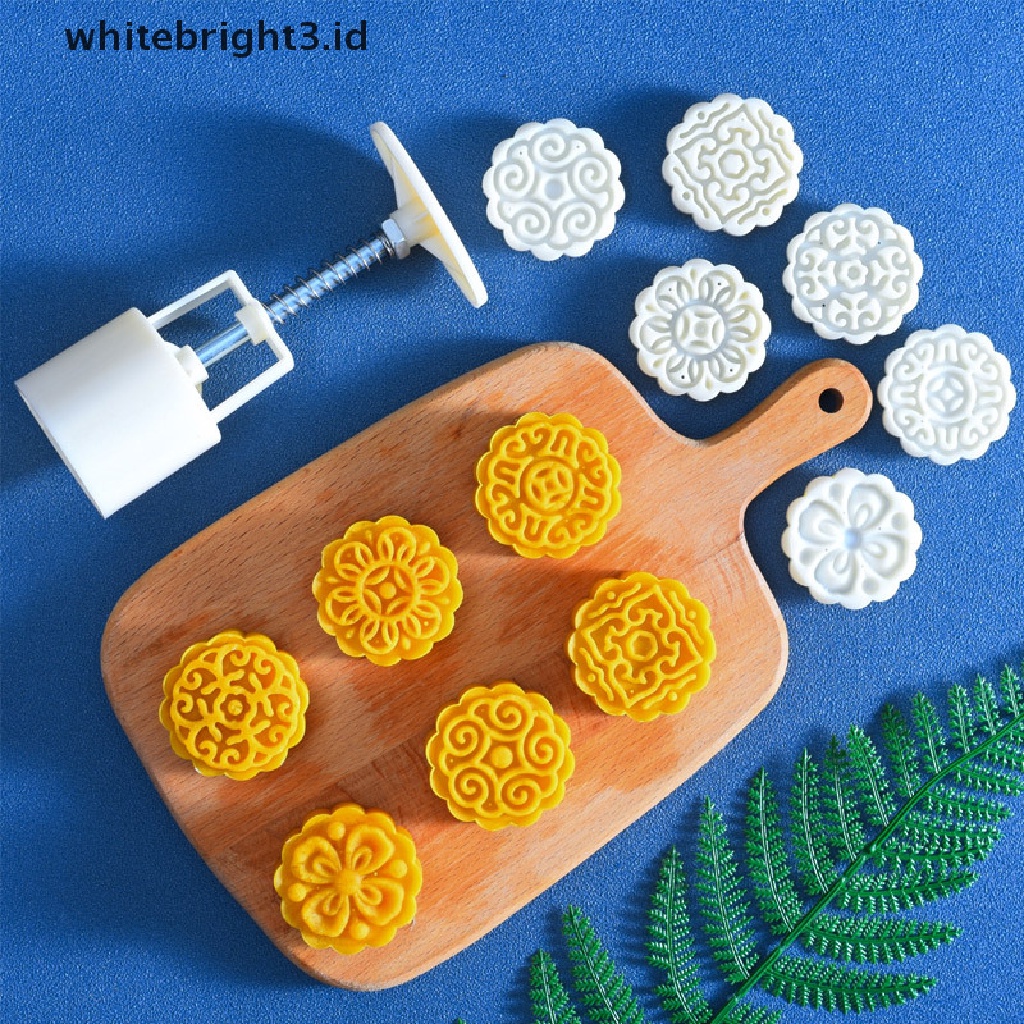 (whitebright3.id) 6pcs / set Cetakan Kue Bulan Bentuk Bunga