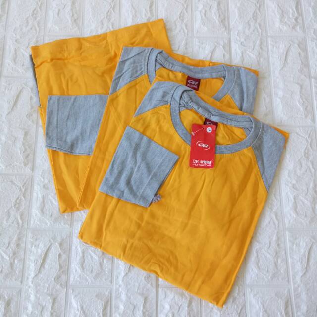 kaos polos reglan KUNING-ABUMISTY lengan PANJANG uk M L XL XXL