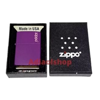 Paket lengkap korek zippo Ungu Matte plus minyak kapas batu sumbu karet tutup zippo