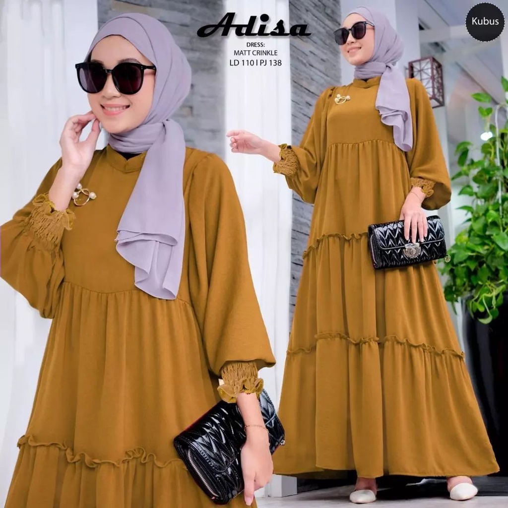 Baju Gamis Jumbo Adisa Maxy Bahan Crinkle Gamis Polos Premium Gamis Modern Dress Wanita Fashion Muslim
