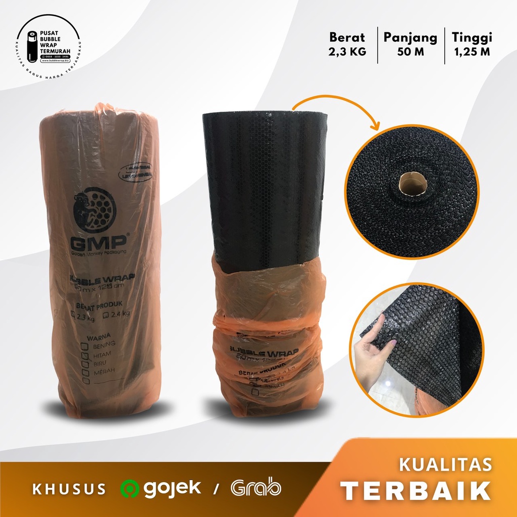 

TERLARIS !!! Bubble Wrap Hitam Berat 2,3Kg GMP Ukuran 1,25m x 50m Bungkus Oren Kualitas Bagus