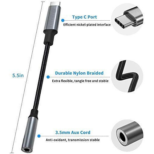 Type C to 3.5 mm Audio Jack Connector Converter Adapter