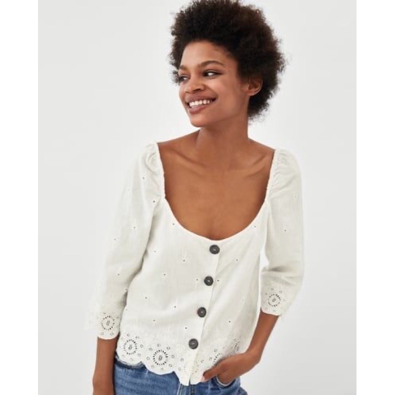 ZARA EYELET TOP