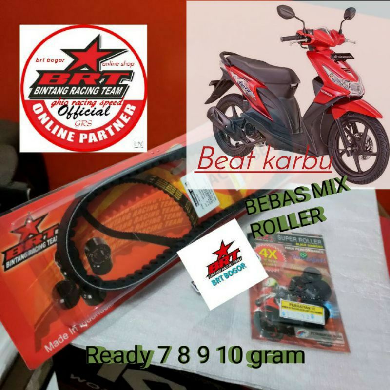 V Belt &amp; Roller BRT Beat karbu  Spacy karbu scoopy karbu Roller &amp; Vanbelt V belt BRT  7 8 9 10 11 12 Gram Roller racing brt black diamond Beat karbu Roller scoopy karbu loler brt beat karbu/ roler brt beat karbu Ghio motor shop