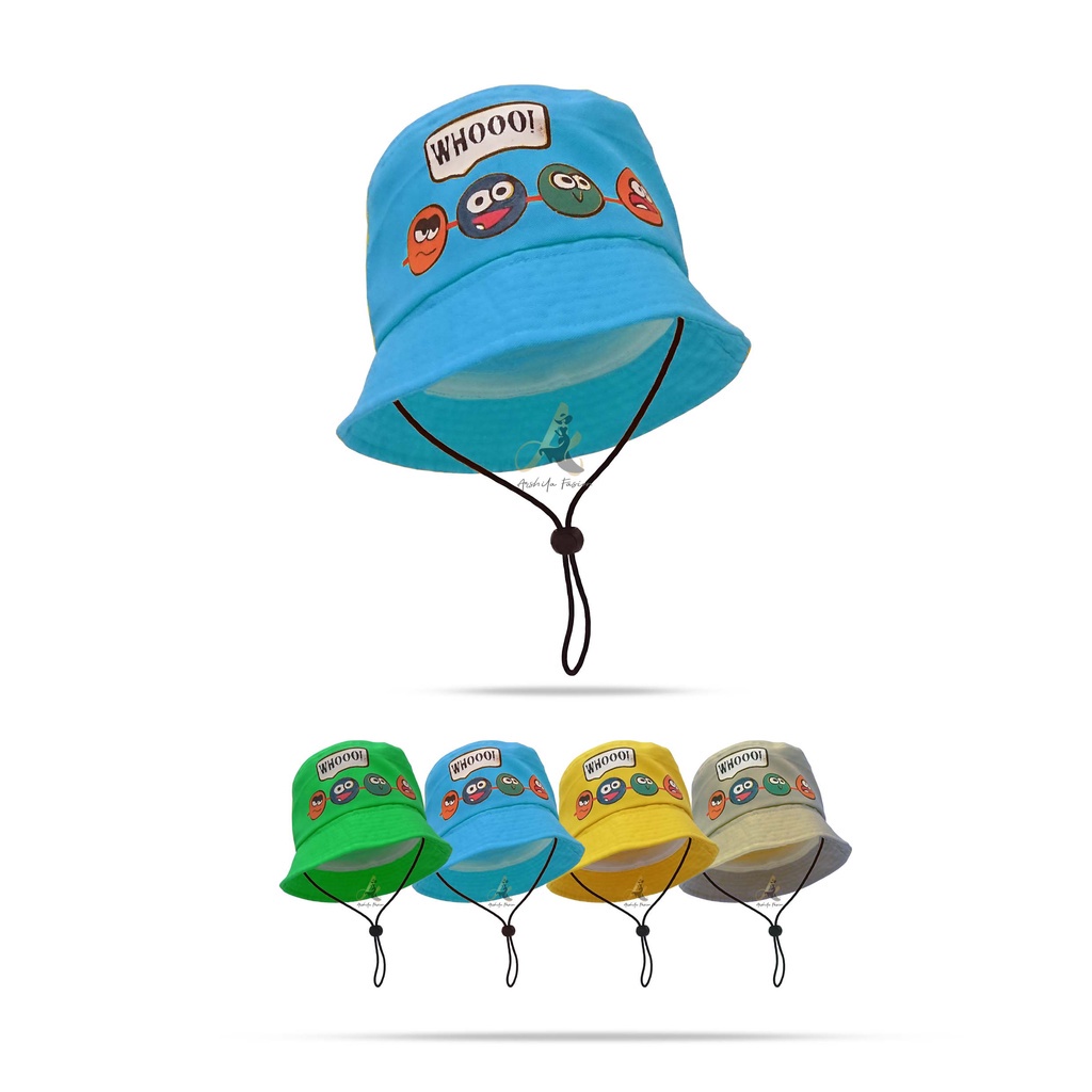 Topi Anak Perempuan Laki Laki Cowok Cewek 2 3 4 5 6 7 8 Tahun Bucket Hat Anak 1 FFD OOTD Fashion Anak Cowo Cewe Kecil Umur Balita Kado Kids Aksesoris Kepala Anak Lucu 1-Whoo Birumuda Tali