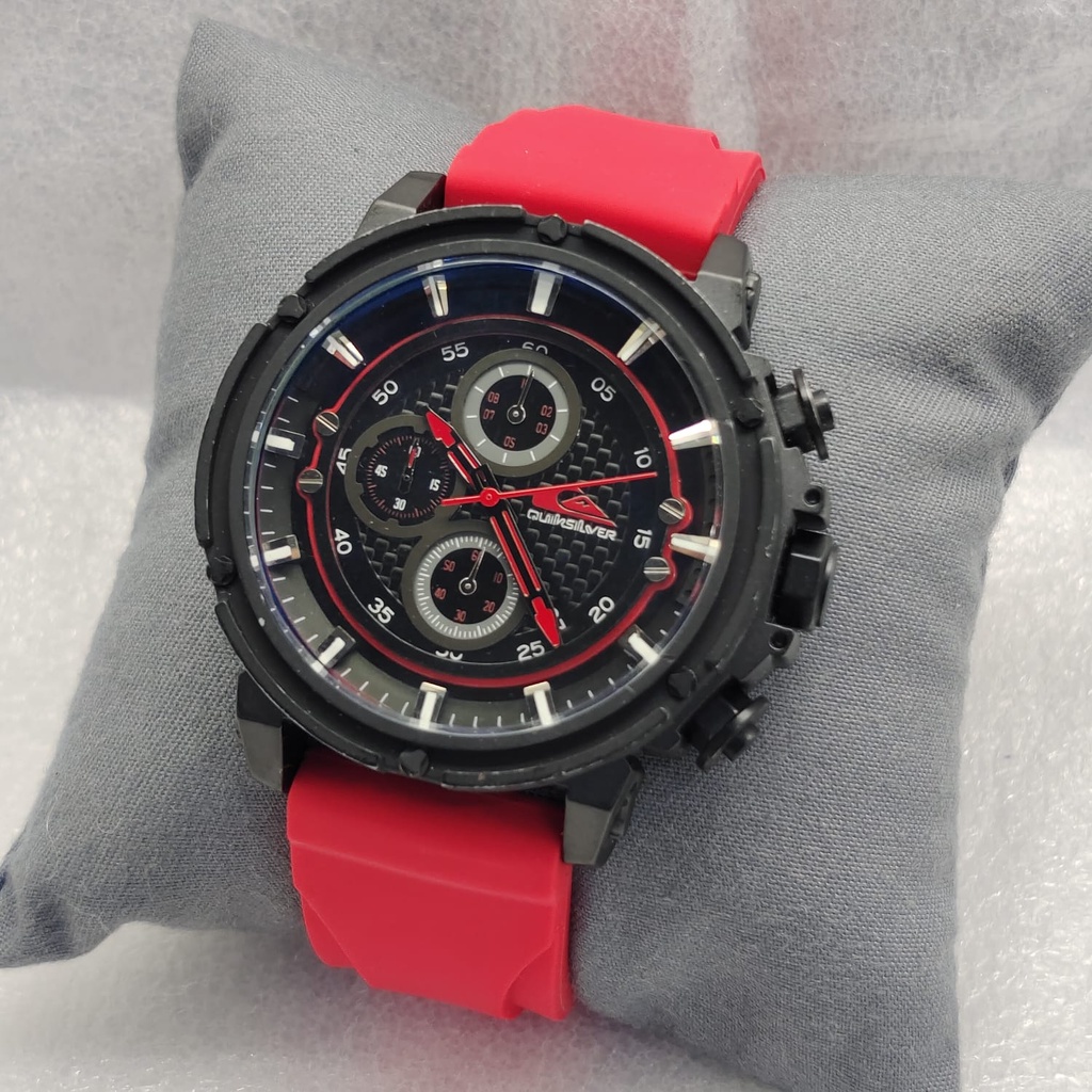 BEST SELLER JAM TANGAN PRIA QUIKSILV_R P180 TALI RUBBER CHRONO AKTIF TANGGAL AKTIF DM 4.5CM FREE BOX BATERAI CADANGAN || JAM TANGAN FASHION PRIA JAM TANGAN COWOK MURAH QS