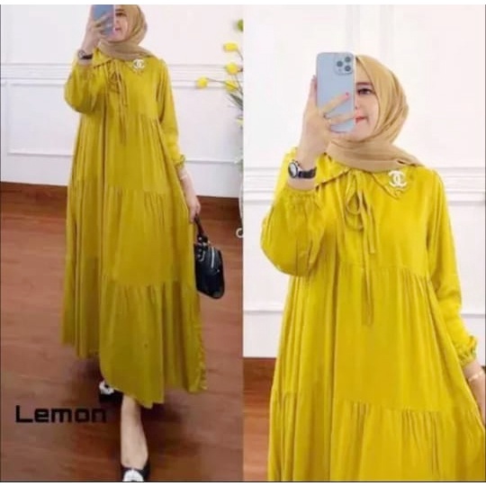 Gamis Polos Rempel 3 Susun Wanita Dewasa Muslim Terbaru